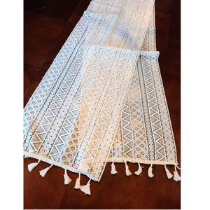 Crocheted Boho Table Runner Bohemian Cottage Farmhouse Decor Decorative Cloth